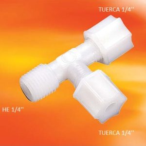 TEE 1/4" HE 2 Tuercas 1/4" c/O-ring